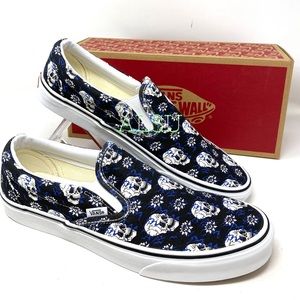 Skull VANS Classic Slip On Flash Skulls Black Shoes Women's VN0A4U381HJ